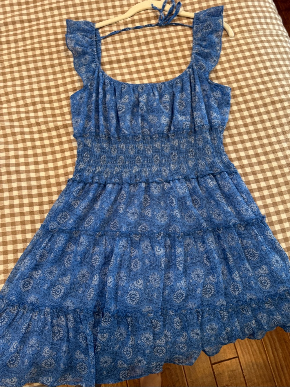 Blue Floral Smocked Casual Sundress
